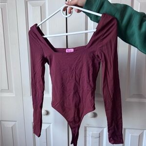 Francesca's Collections Burgundy Bodysuit